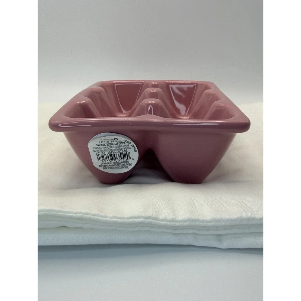 Pink Celebrate It Egg Tray 6 Egg Holder Ceramic